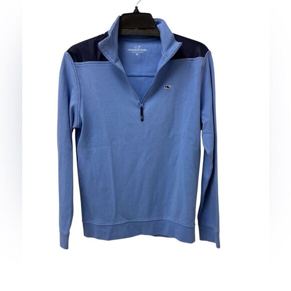 Vineyard Vines Women’s Shep Shirt Pullover Size XS 1/4 Zip Light Blue & Navy - Picture 5 of 7